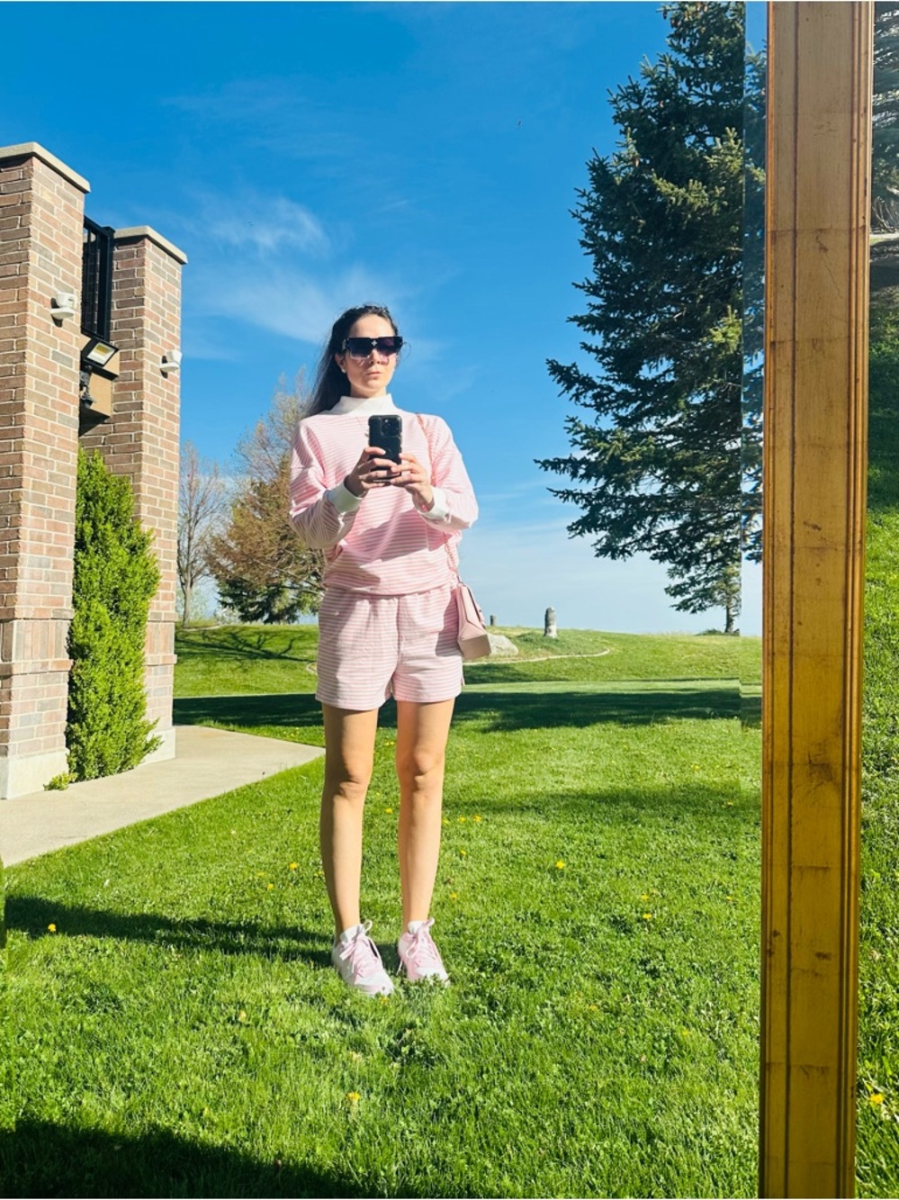 Pink & White Striped Loungewear Set - Top & Shorts